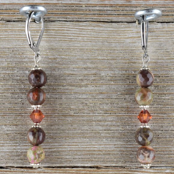 Australian Agate Swarovski Necklace Earring Set - Picture 2 of 4